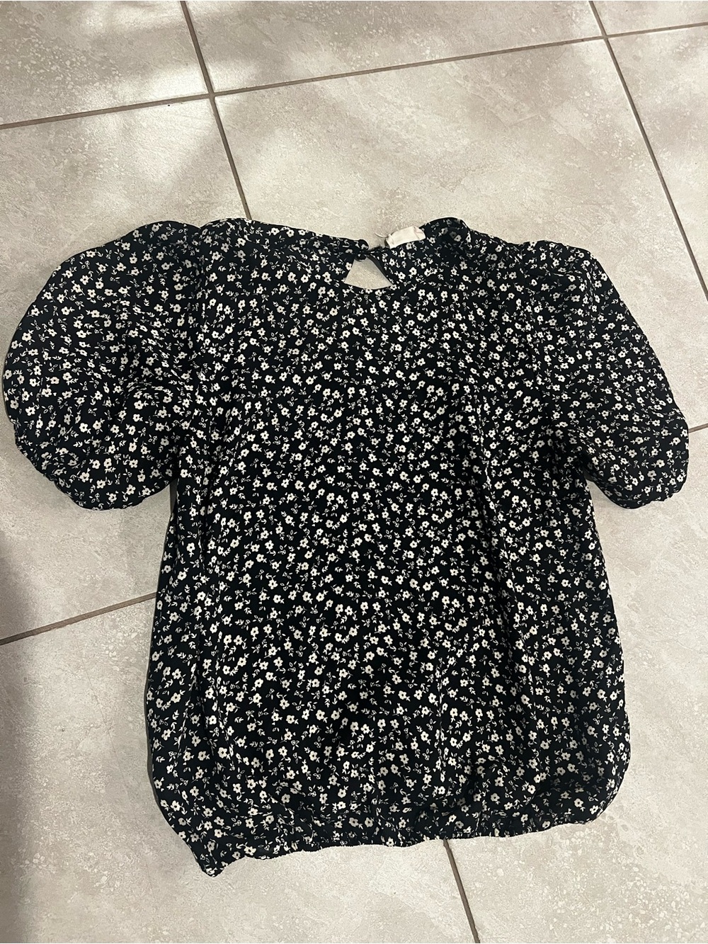 Sienna Sky Black Floral Puff-Sleeve Blouse